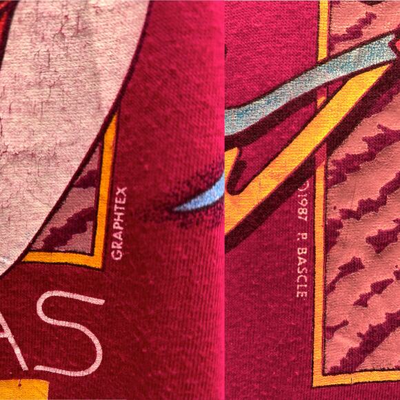 80s New Orleans MARDI GRAS GRAPHTEX T Shirt |1987 Single Stitch Mask Graphic - Picture 3 of 10